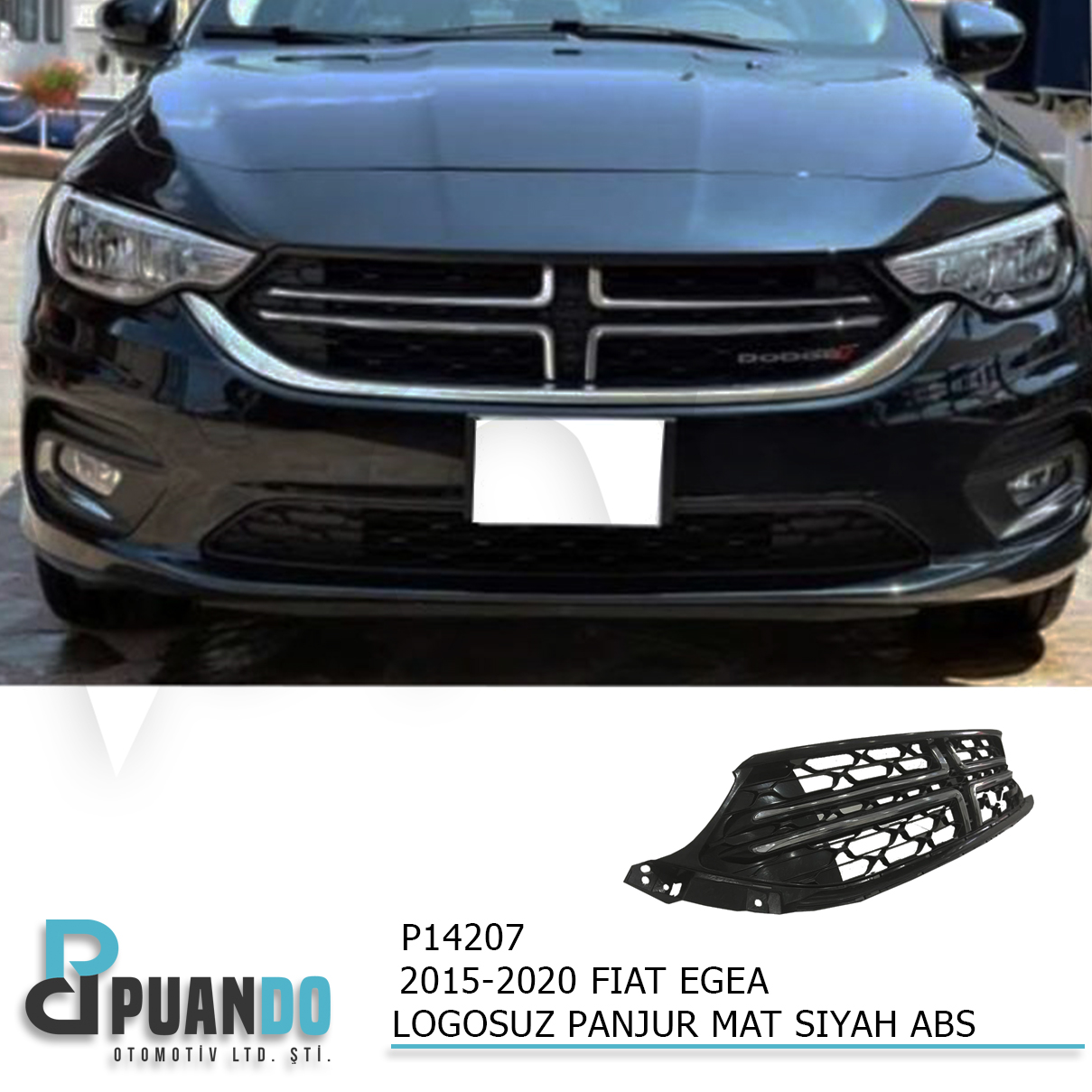 2015-2020 FIAT EGEA LOGOSUZ PANJUR MAT SIYAH ABS